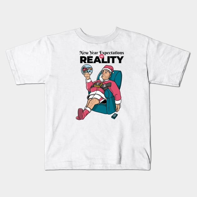 Santa's New Year Expectations Vs. Reality Kids T-Shirt by Prog Art N